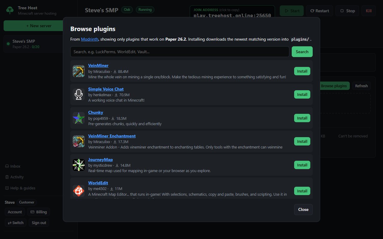 Browsing plugins from Modrinth